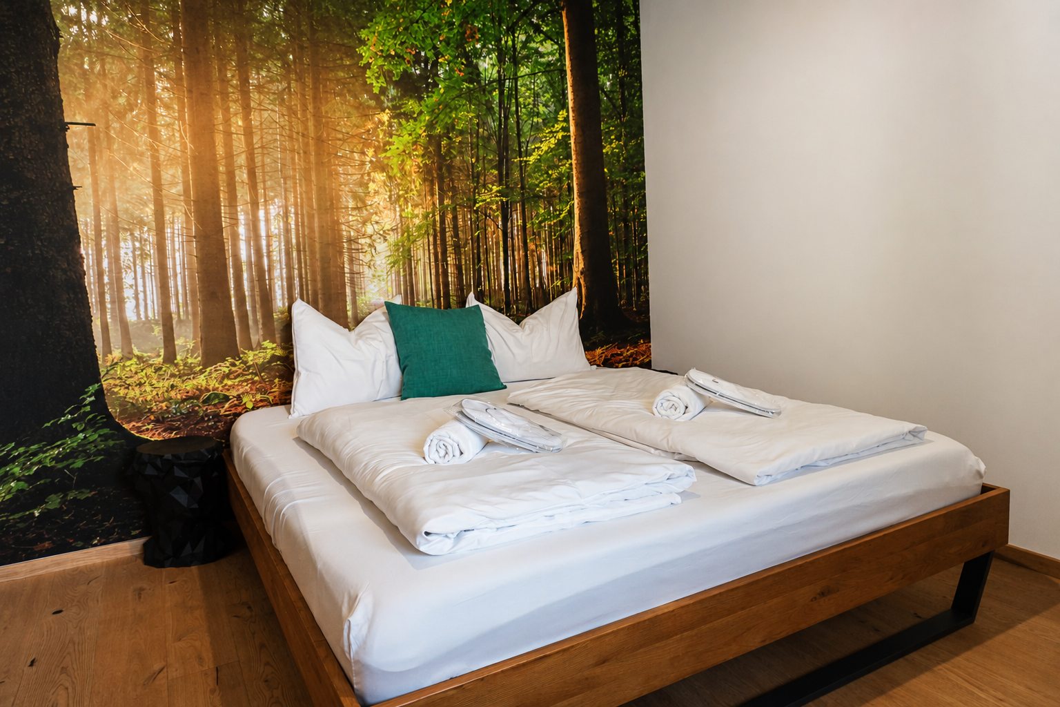 Bedroom with forest motif
